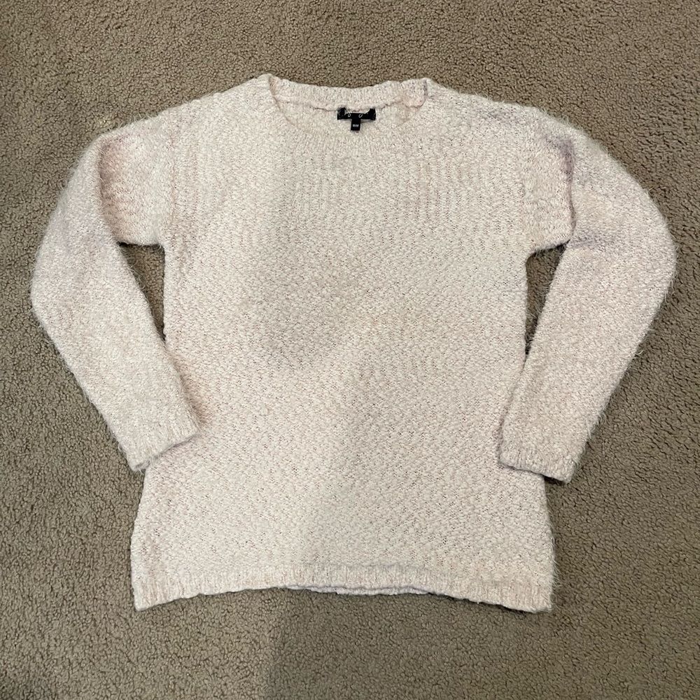 JESSICA SIMPSON Blush Pink Winter Knit Fuzzy Crewneck Sweater